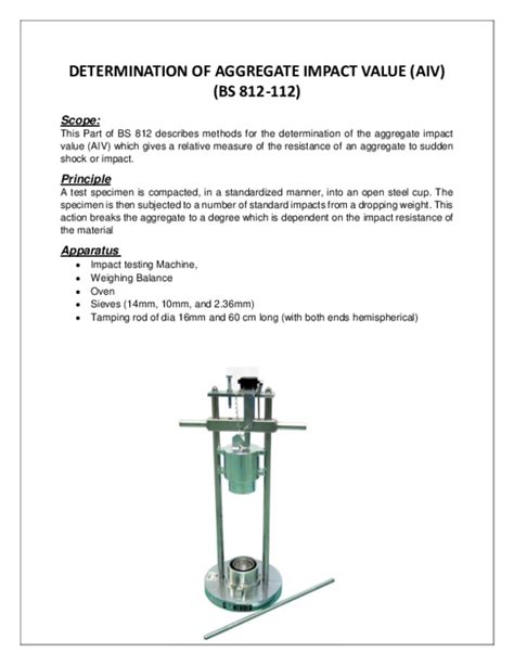 aggregate impact test lab report pdf|aggregate impact value aiv test.